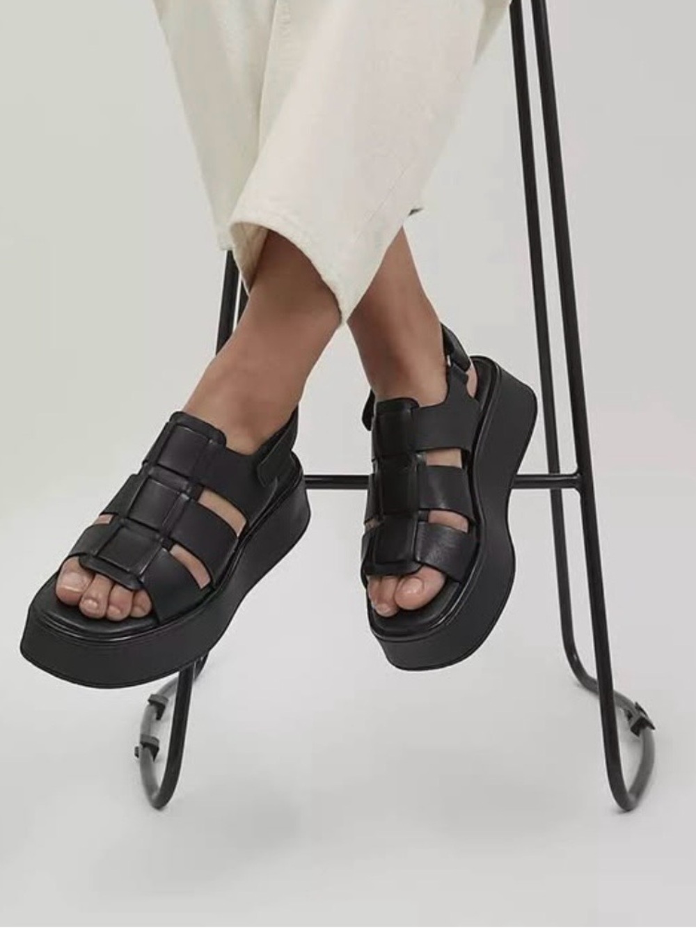 Black Platform Fishermen Women’s Sandals (Vagabond)